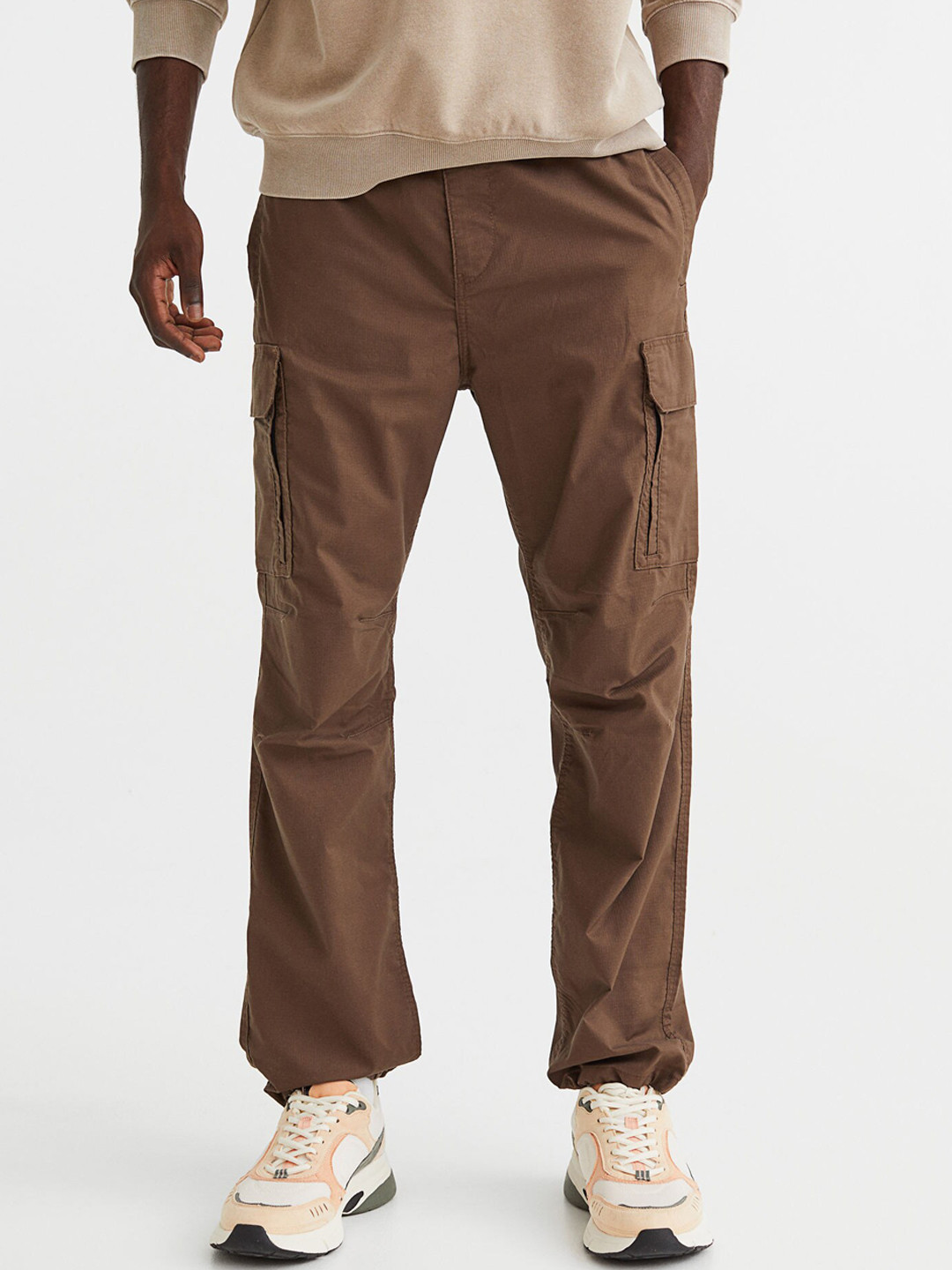 Buy H&M Men Brown Solid Regular Fit Ripstop Cargo Trousers Trousers for Men 20163702 Myntra