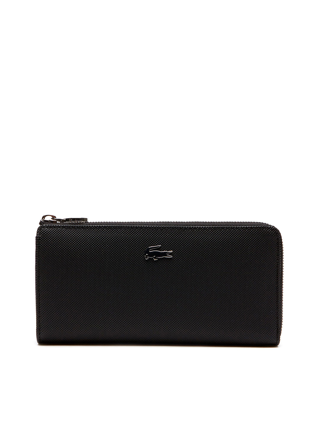 Buy Lacoste Women Black Textured Zip Around Wallet Wallets for Women