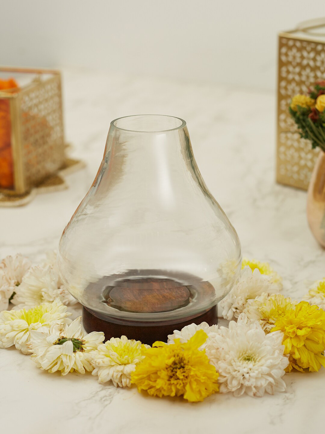 Buy HomeTown Solid Glass Chimney Lantern Candle Holders Candle