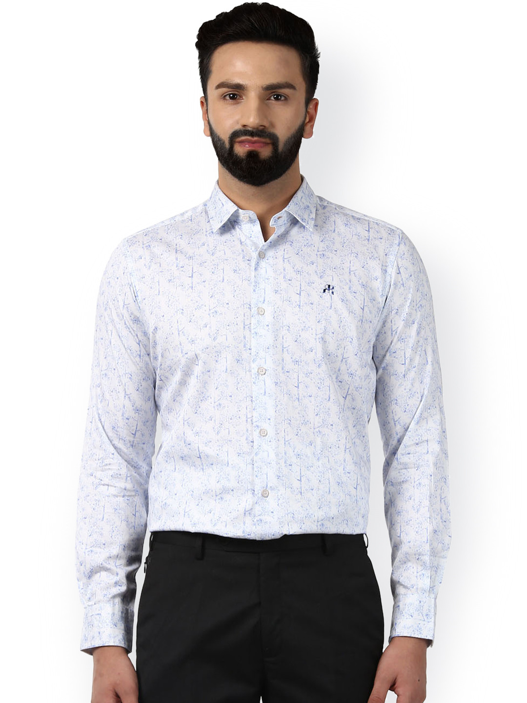 Buy Raymond Men Blue Classic Regular Fit Printed Semiformal Shirt - Shirts for Men 2017241 | Myntra