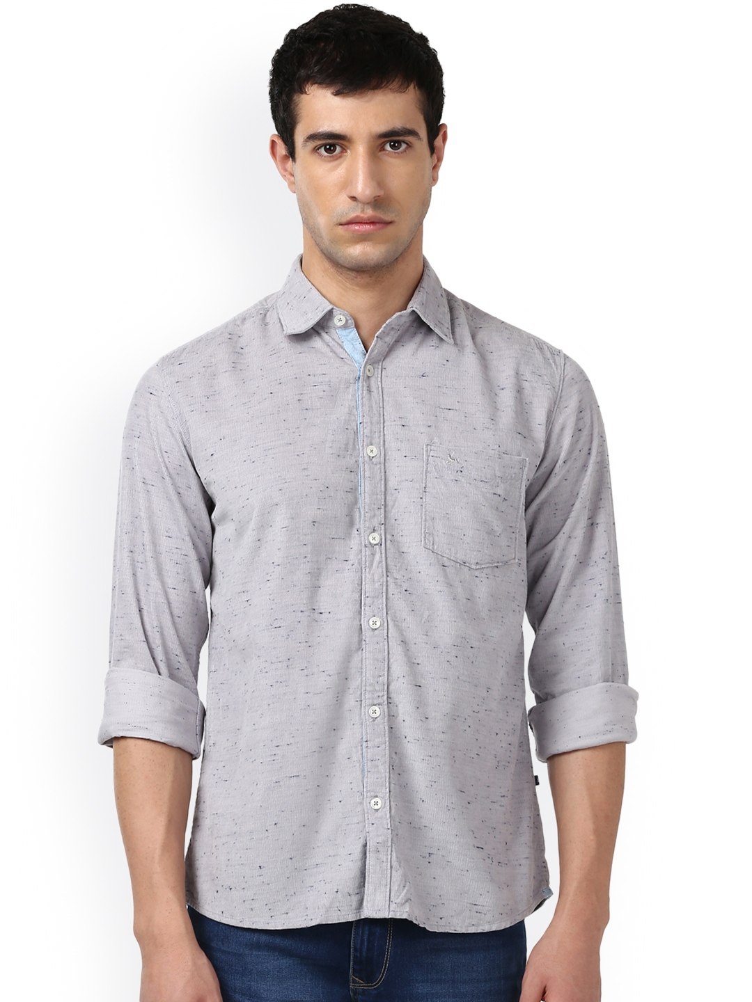 Buy Parx Men Grey Smart Slim Fit Self Design Casual Shirt - Shirts for ...