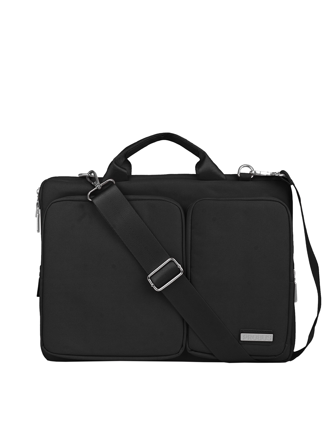 Buy PROBUS Unisex Black & Silver Toned Laptop Bag - Laptop Bag for ...