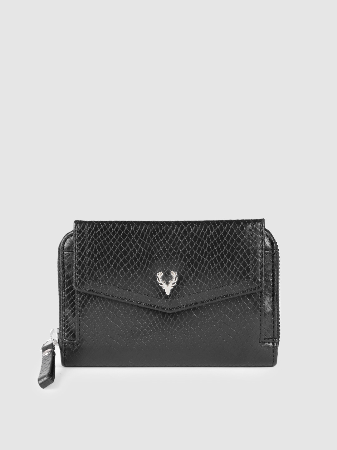 Buy Allen Solly Women Black Textured Zip Around Wallet Wallets for