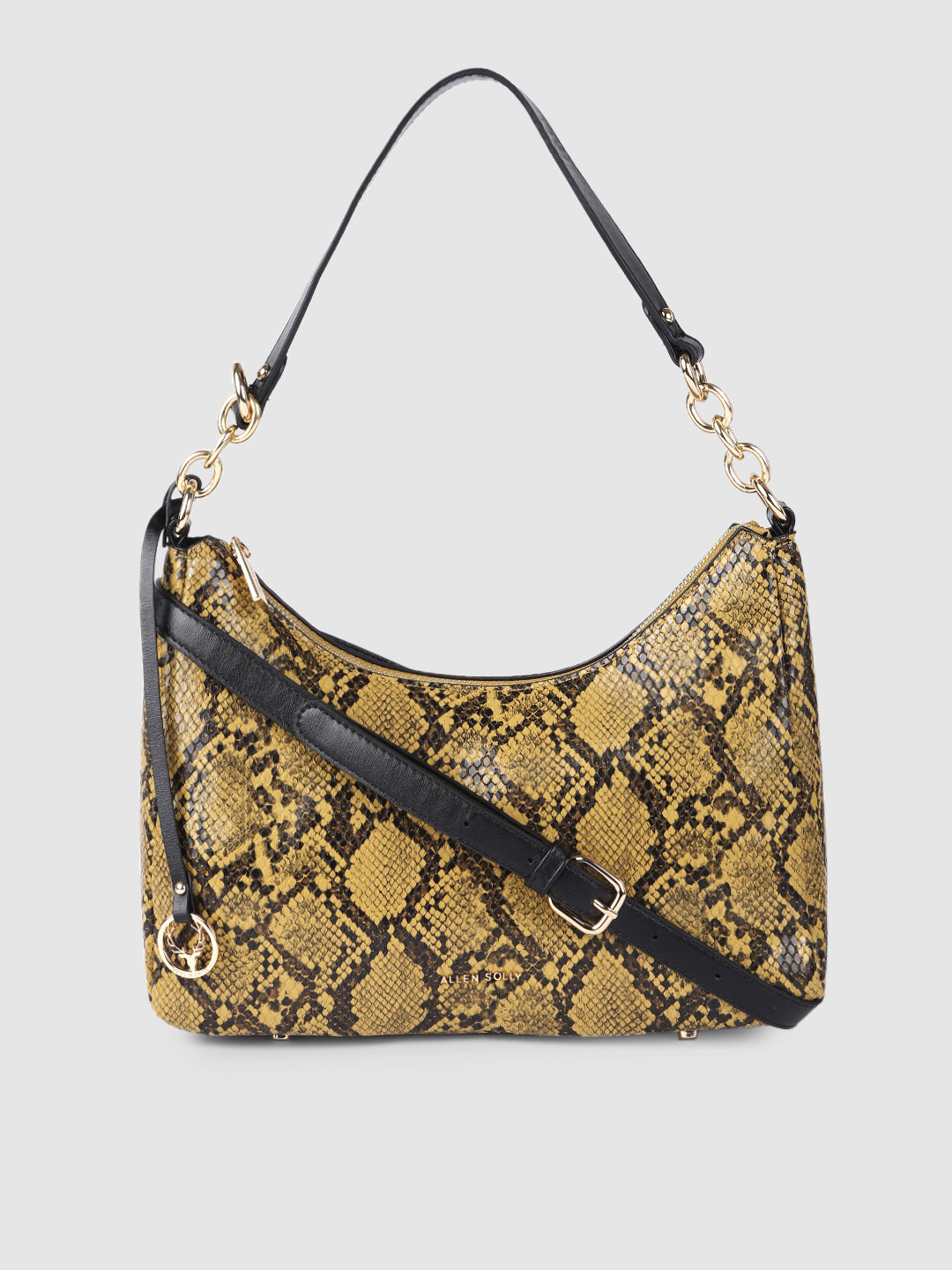 Buy Allen Solly Mustard Yellow Textured Hobo Bag Handbags for Women