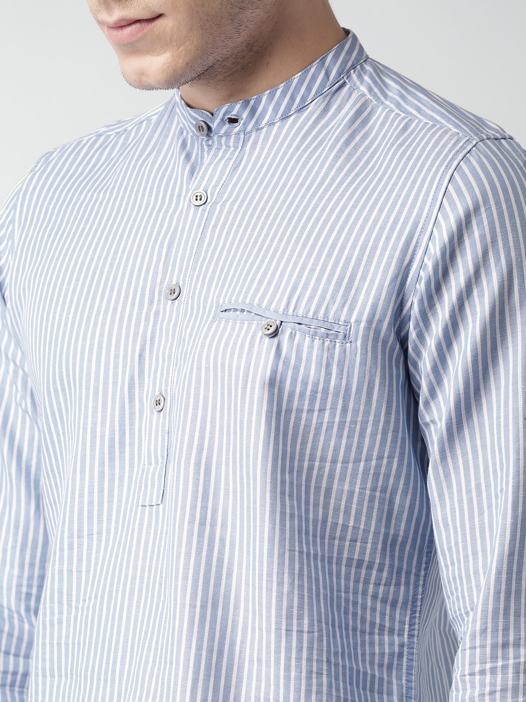 Buy Mast & Harbour Men Blue & White Regular Fit Striped Casual Shirt