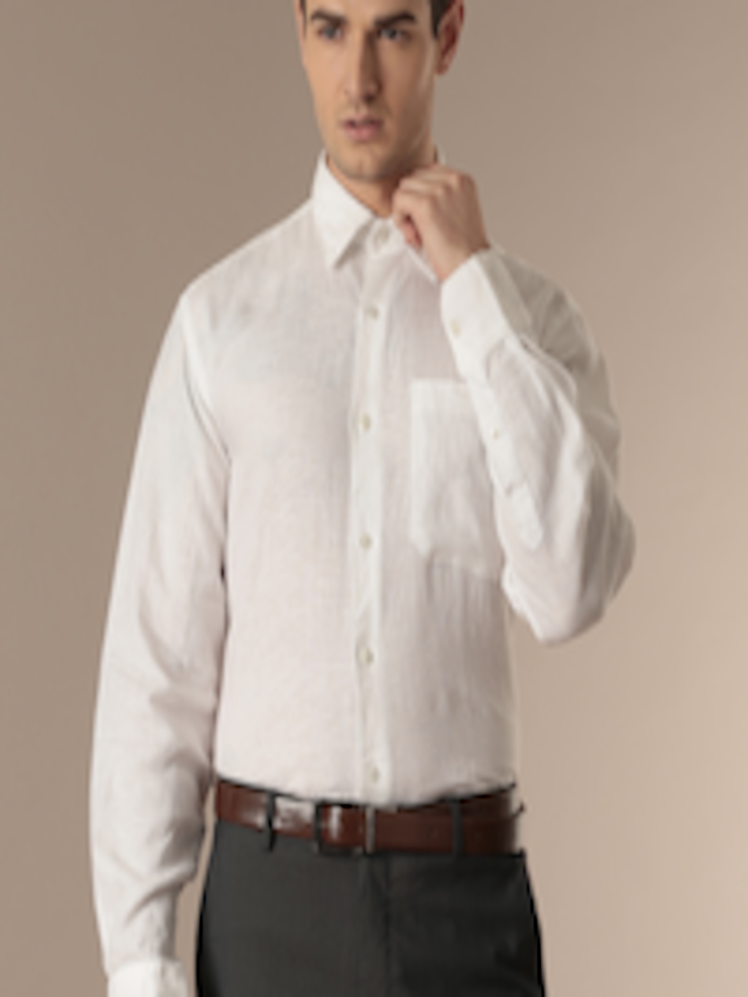 Buy Louis Philippe White Linen Tailored Fit Formal Shirt - Shirts for Men 2018100 | Myntra