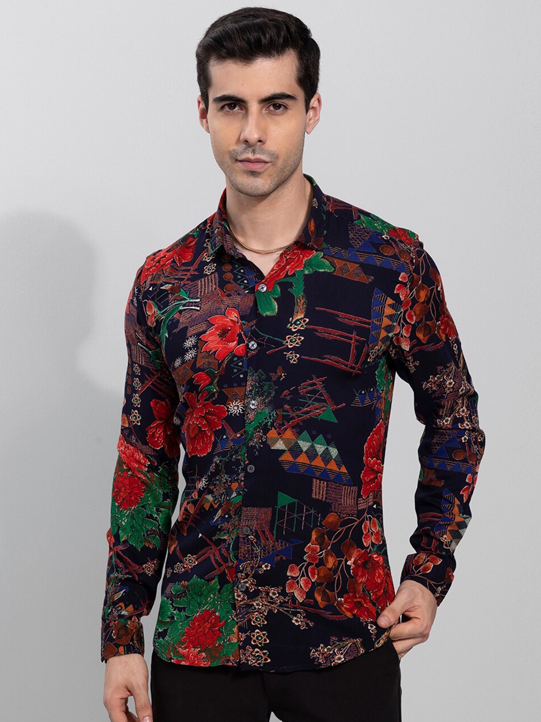 Buy Snitch Men Slim Fit Floral Printed Casual Shirt - Shirts for Men ...