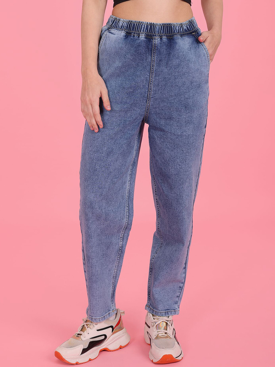 Buy Flying Machine Women High Rise Acid Wash Jogger Fit Jeans Jeans