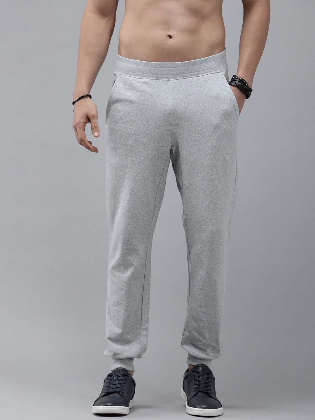 Buy Roadster Men Grey Melange Solid Joggers - Track Pants for Men ...