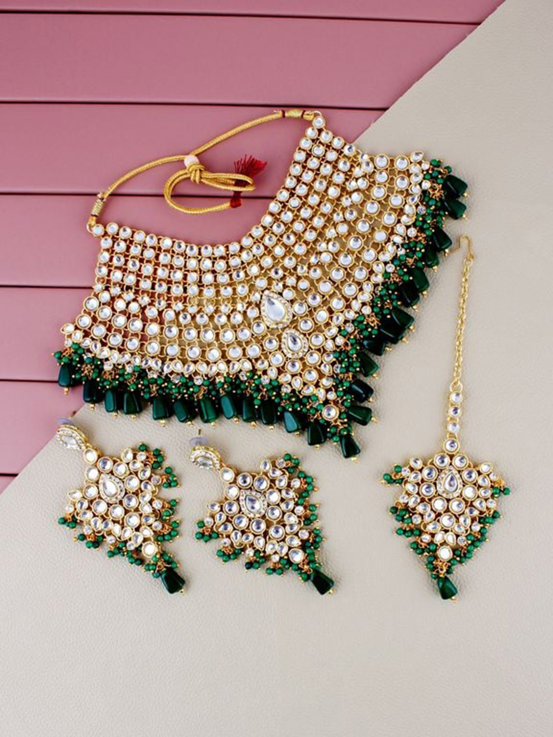 Buy LUCKY JEWELLERY 18k Gold Plated Kundan Studded Jewellery Set