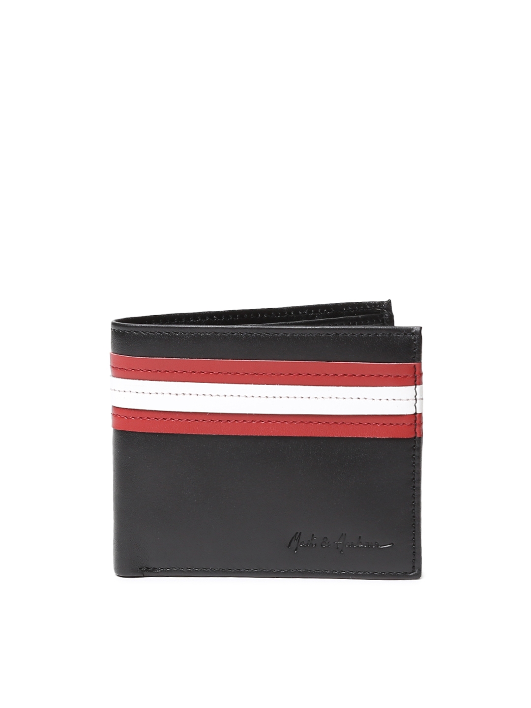 Buy Mast & Harbour Men Black Leather Two Fold Wallet Wallets for Men