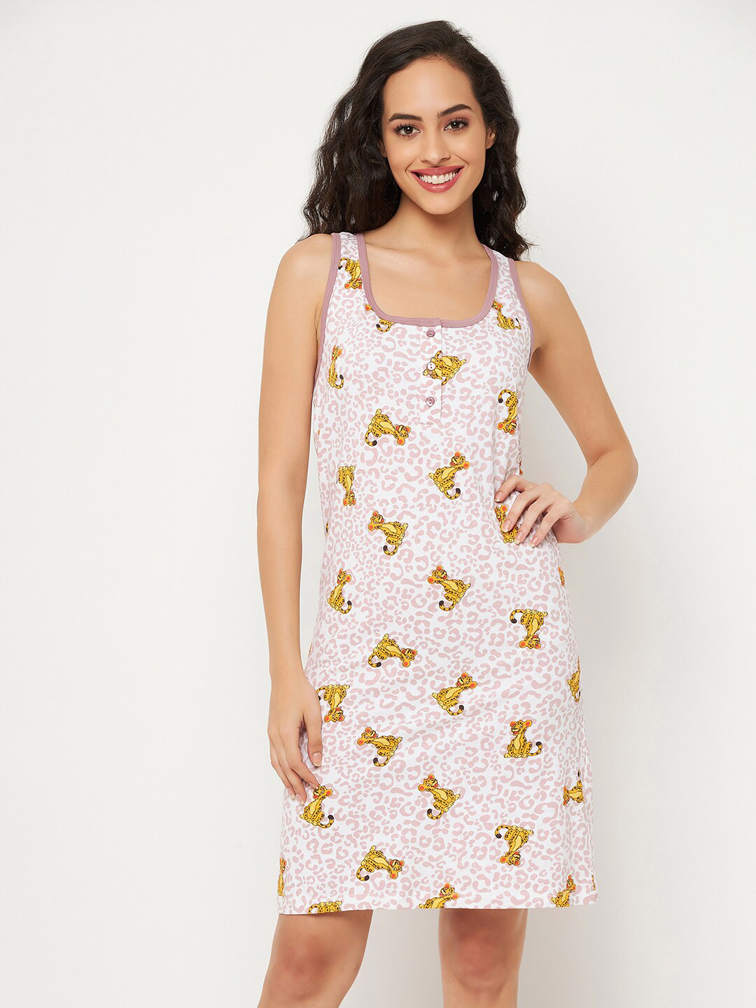 Buy Clovia Printed Pure Cotton T Shirt Nightdress Nightdress for Women 20204266 Myntra