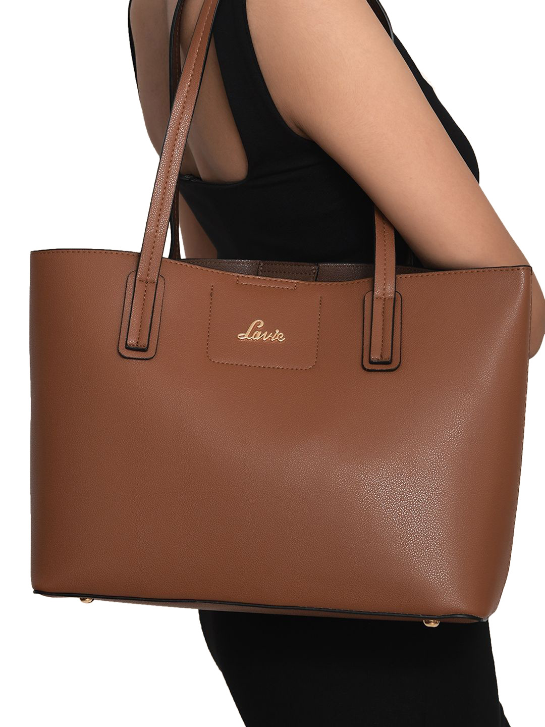 Buy Lavie Duo Open Brown Solid Structured Shopper Tote Bag Handbags for Women 20205824 Myntra
