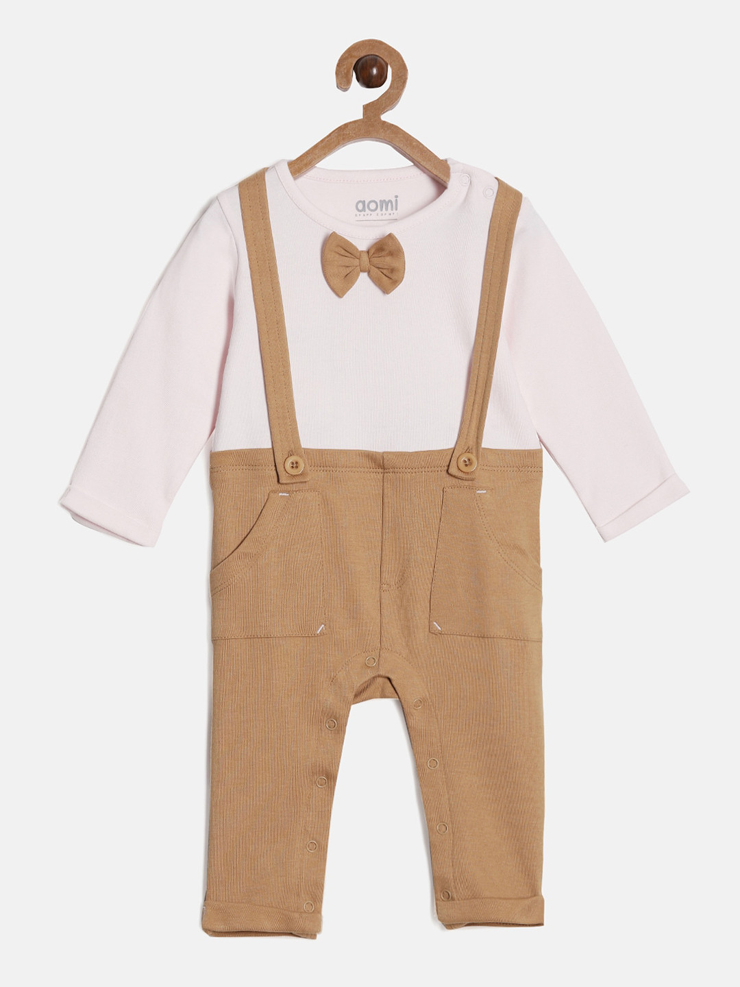 Buy Aomi Solid Cotton Rompers With Bowtie Rompers for Unisex Kids
