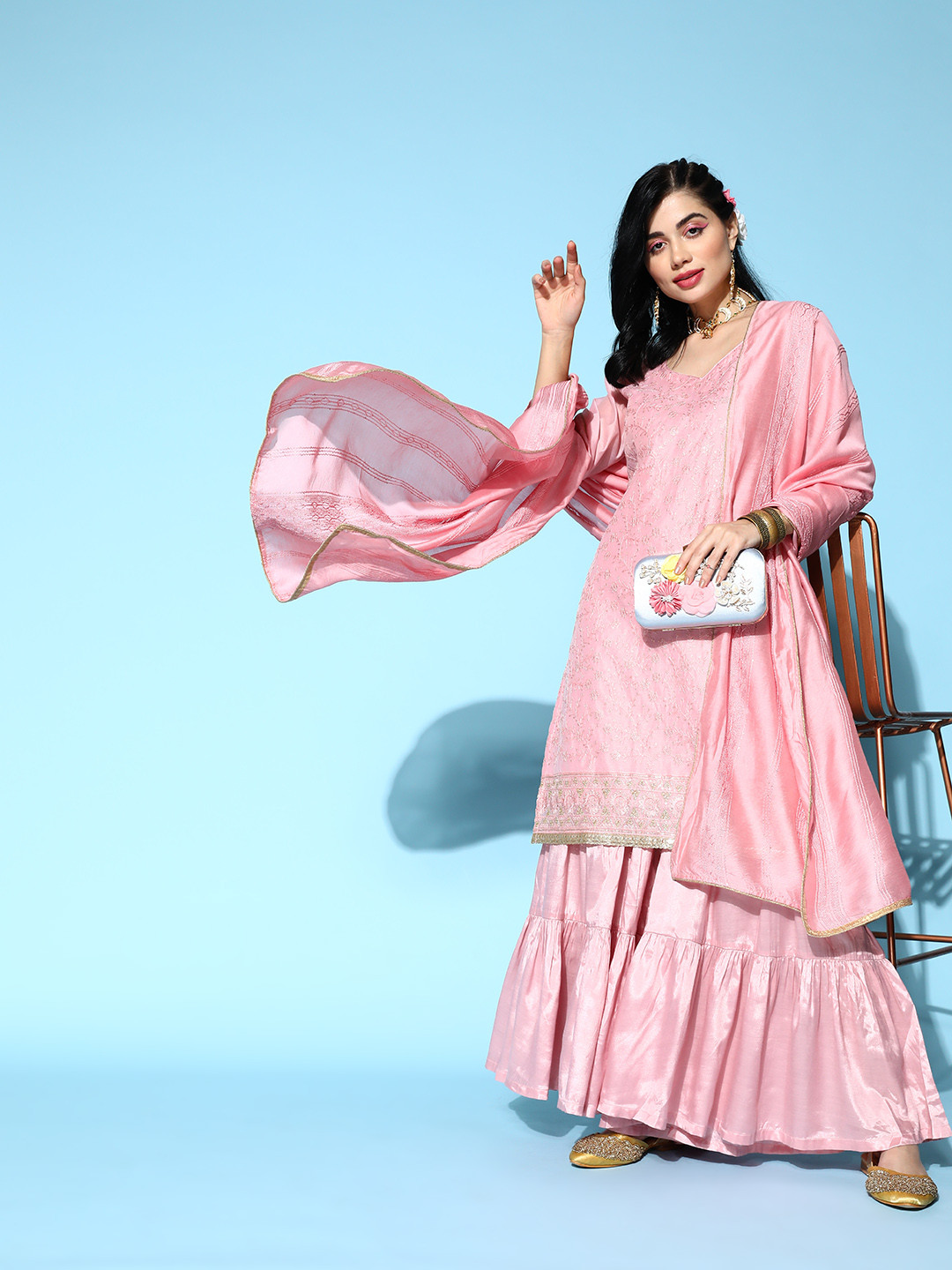 Sunehri Chanderi Silk Saree : Buy Chanderi Saree Online : Buy Handloom Chanderi Silk Saree Online