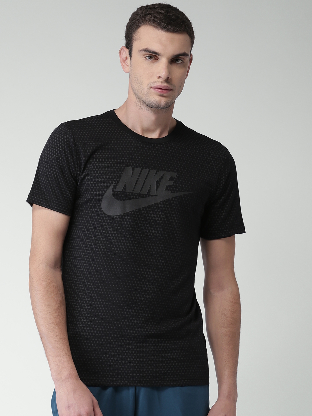 Buy Nike Men Black & Grey Printed AS M NSW TEE TB PLS SGN AOP T Shirt ...