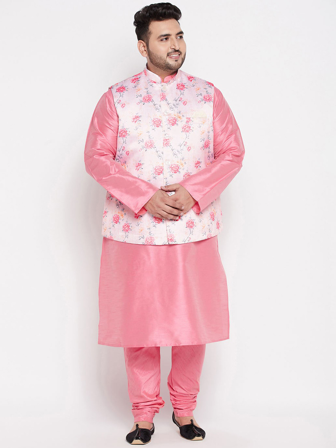 Pink Navratri Special Men's Readymade Kurta Churidar With Machine Embroidery Patch Work Lace Work main image 1