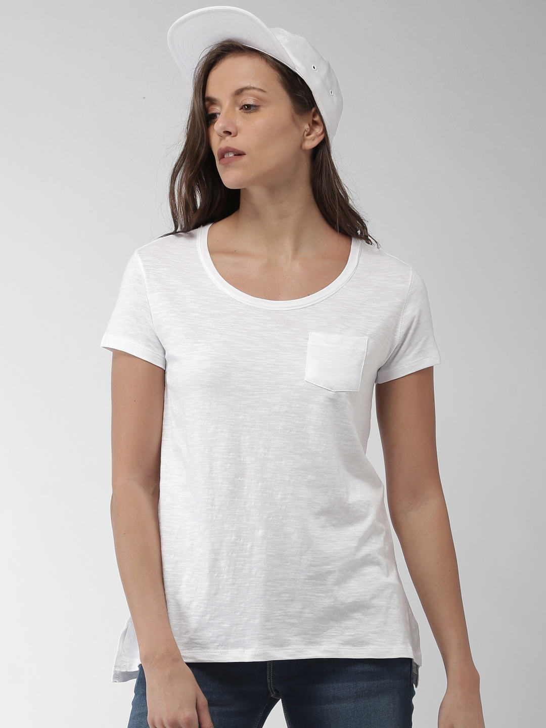 Buy Aeropostale Women White Solid Pure Cotton T Shirt - Tshirts for ...