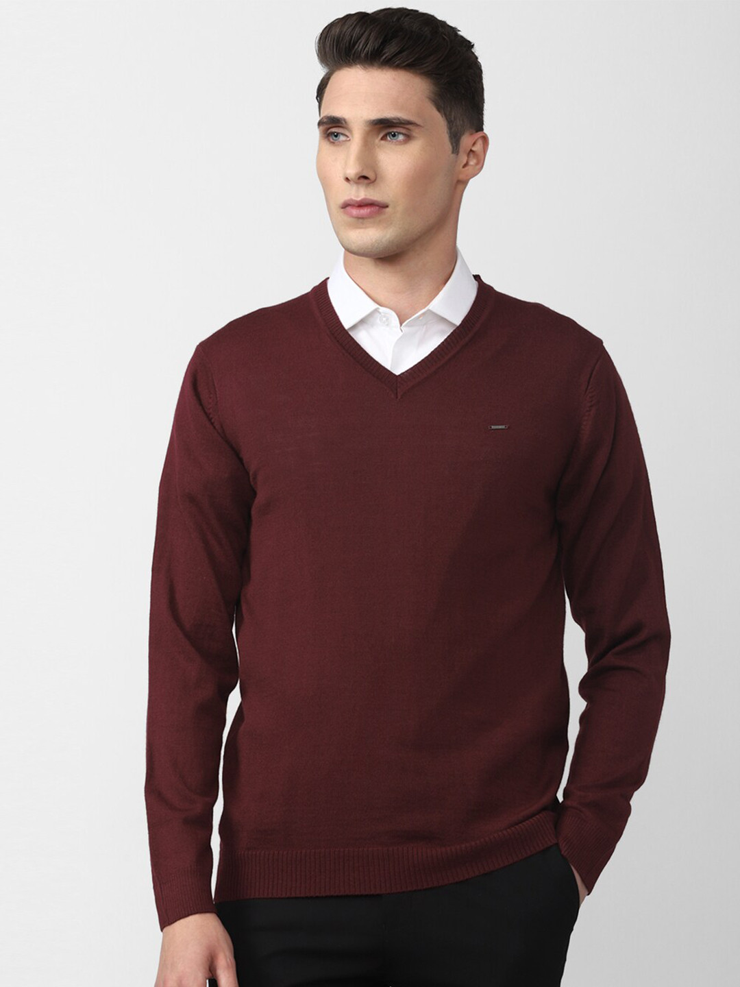 Buy Van Heusen Men Maroon Solid Pullover - Sweaters for Men 20221732 ...