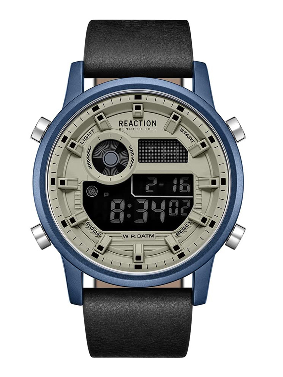 Buy REACTION COLE Men Leather Strap Digital Watch KRWGD9006403