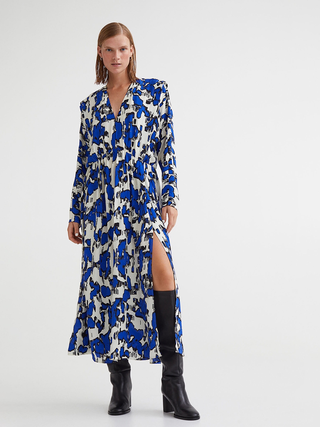 Buy H M Blue White Printed Oversized Patterned Dress Dresses for