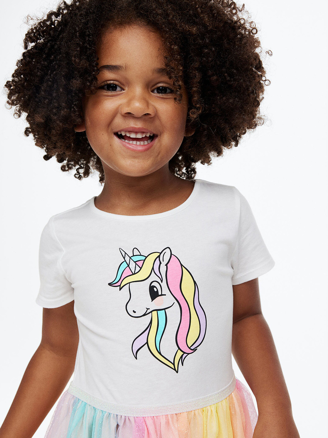 Buy H&M Girls Unicorn Printed Tulle Skirt Jersey Dress Dresses for