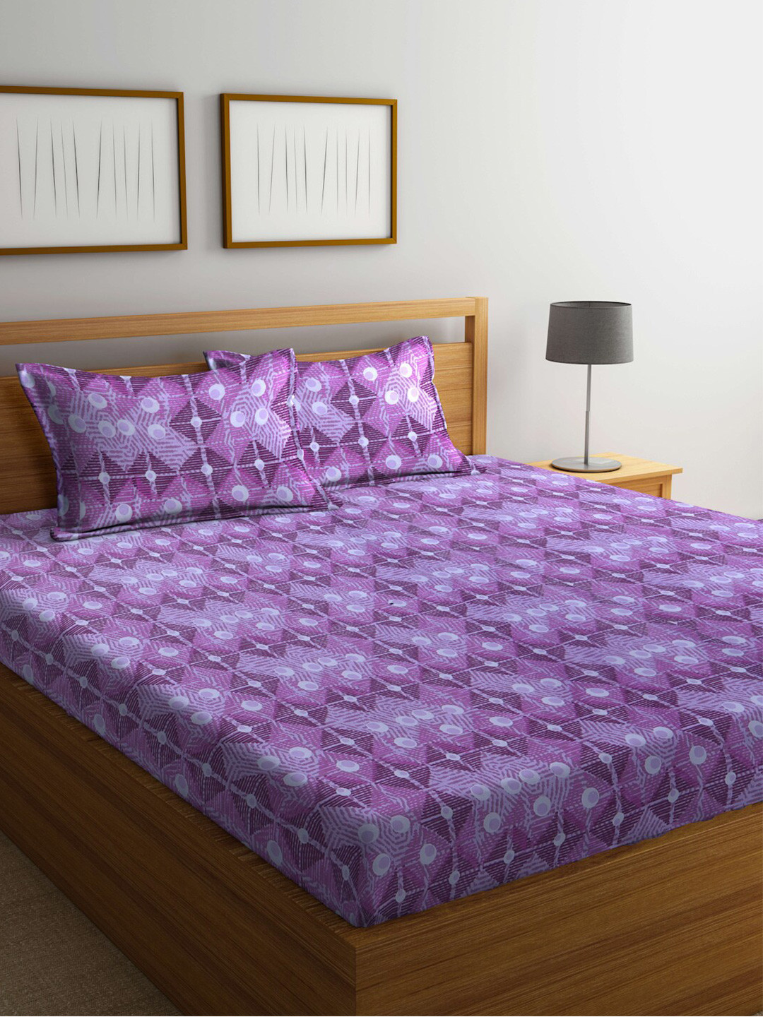 Buy BOMBAY DYEING Printed 100 TC Cotton Queen Bedsheet With 2 Pillow