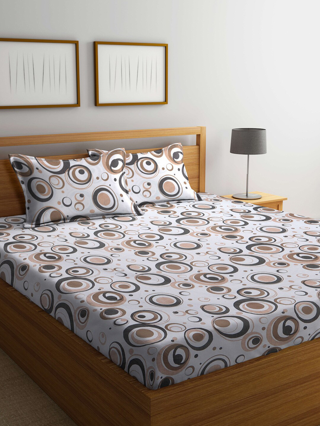 Buy BOMBAY DYEING Printed 144 TC Cotton King Bedsheet With 2 Pillow