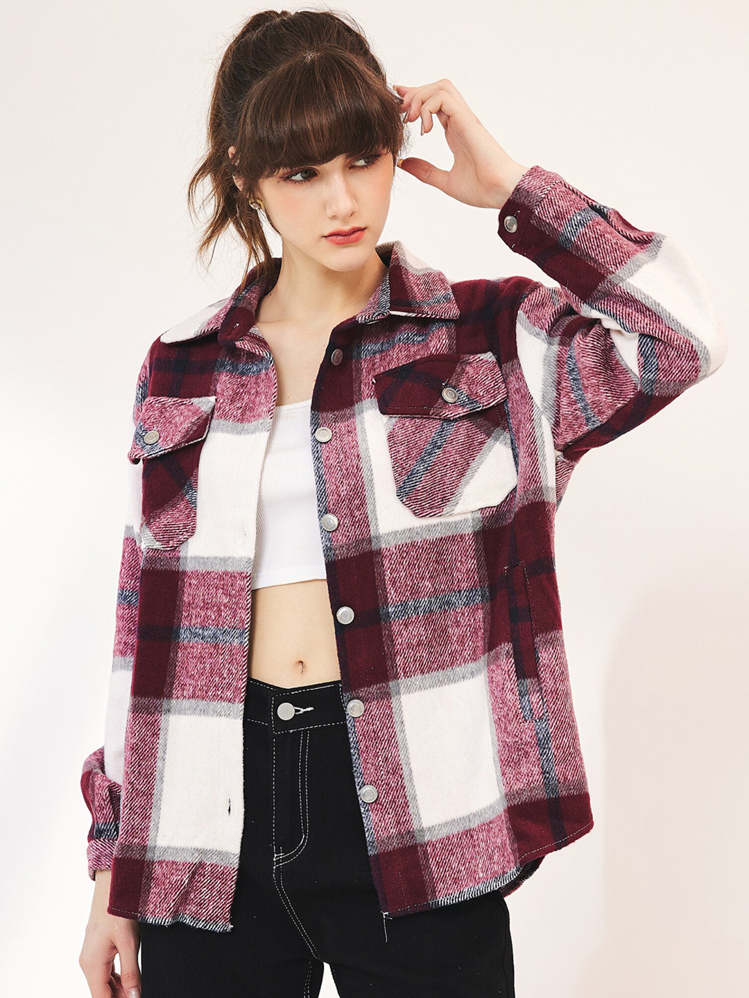 Buy URBANIC Women Checked Longline Tailored Jacket Jackets for Women