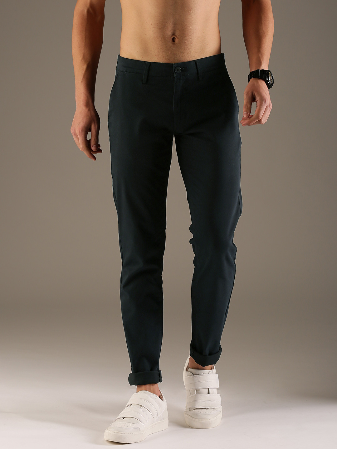 Buy Flying Machine Men Navy Blue Slim Fit Chino Trousers - Trousers for ...