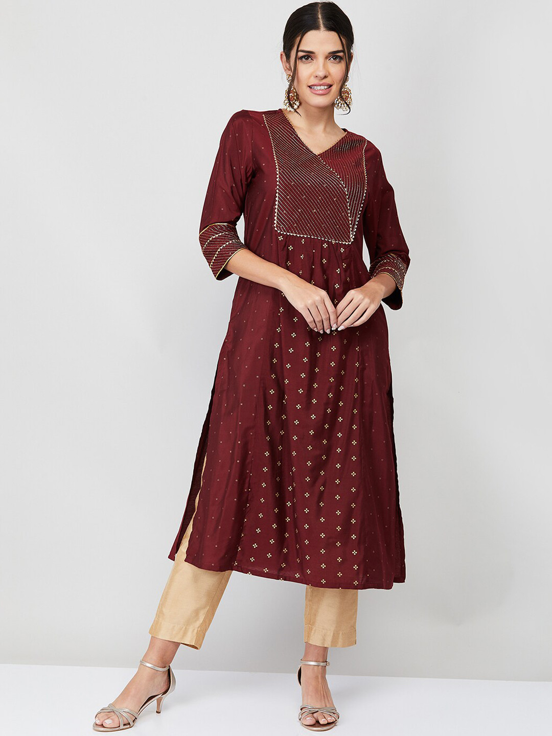 Women Multicolor Rayon Rayon Ethnic Motifs Printed Flared Kurta