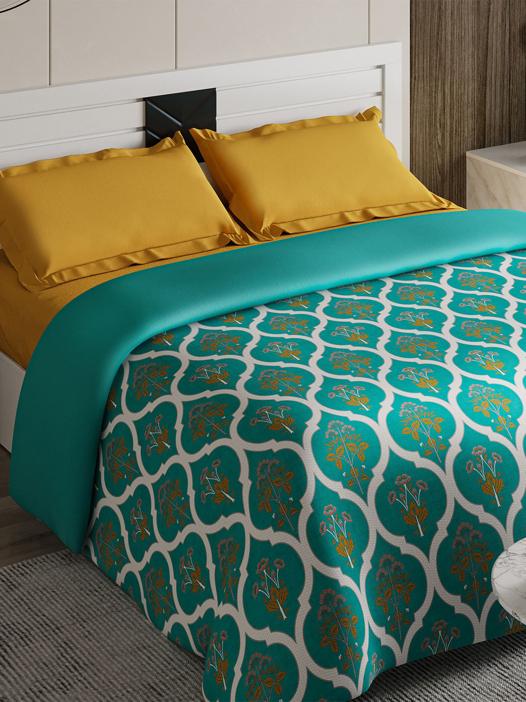 Buy Home Centre Floral 210 TC Queen Bedsheet With 2 Pillow Covers