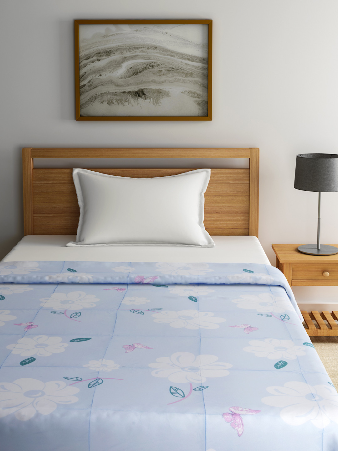 Buy Raymond Home Blue 150 GSM Printed Heavy Winter Single Quilt