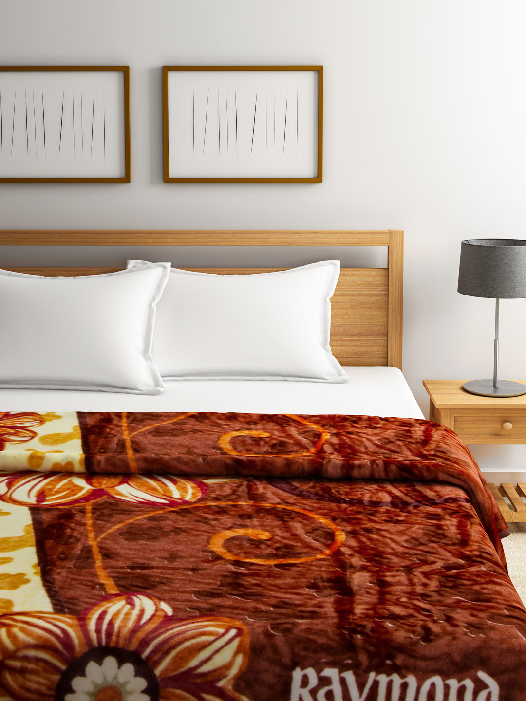 Buy Raymond Home Brown Printed Heavy Winter Double Blanket Blankets