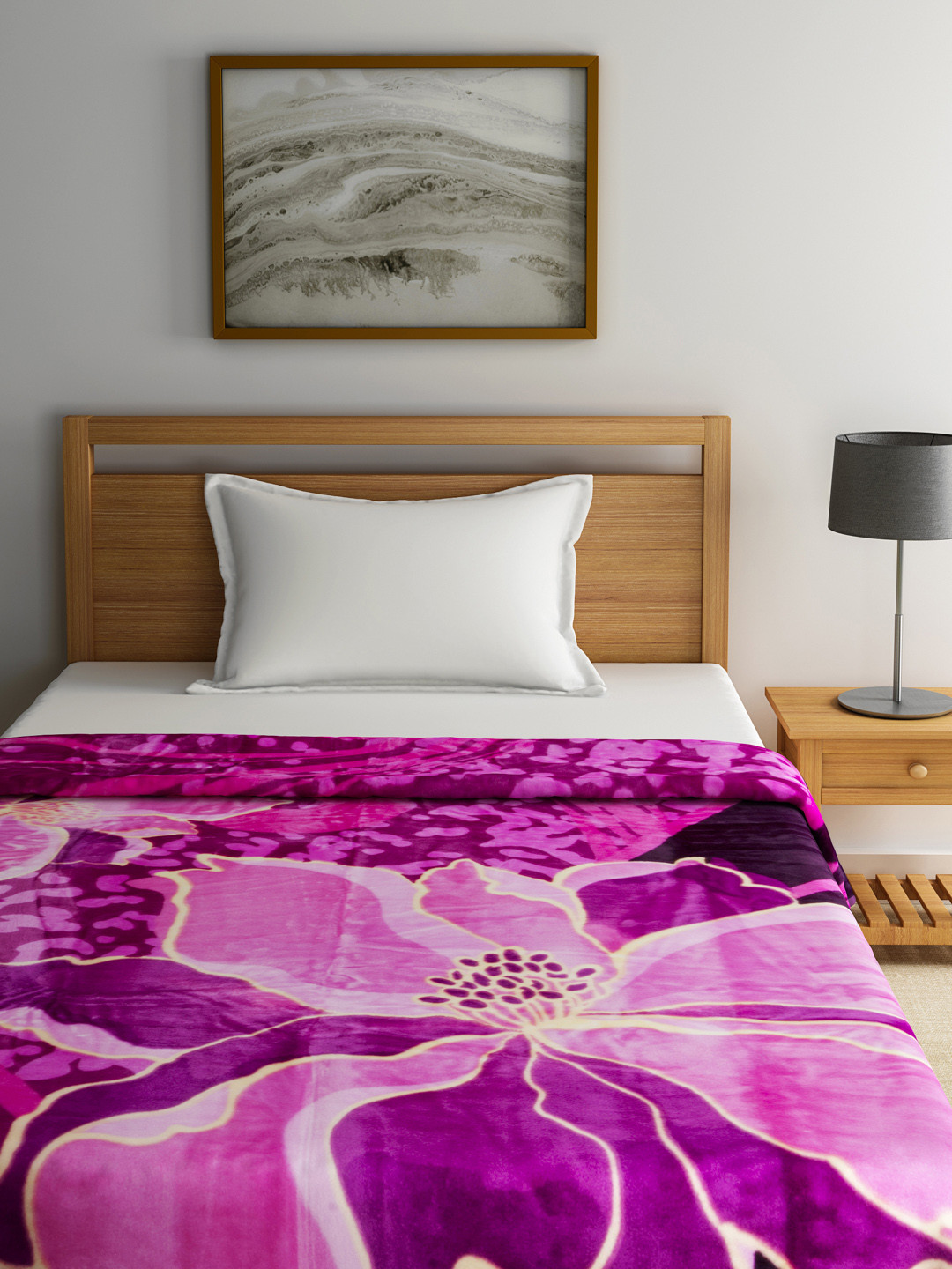 Buy Raymond Home Purple Floral Print Mink Heavy Winter Single Blanket