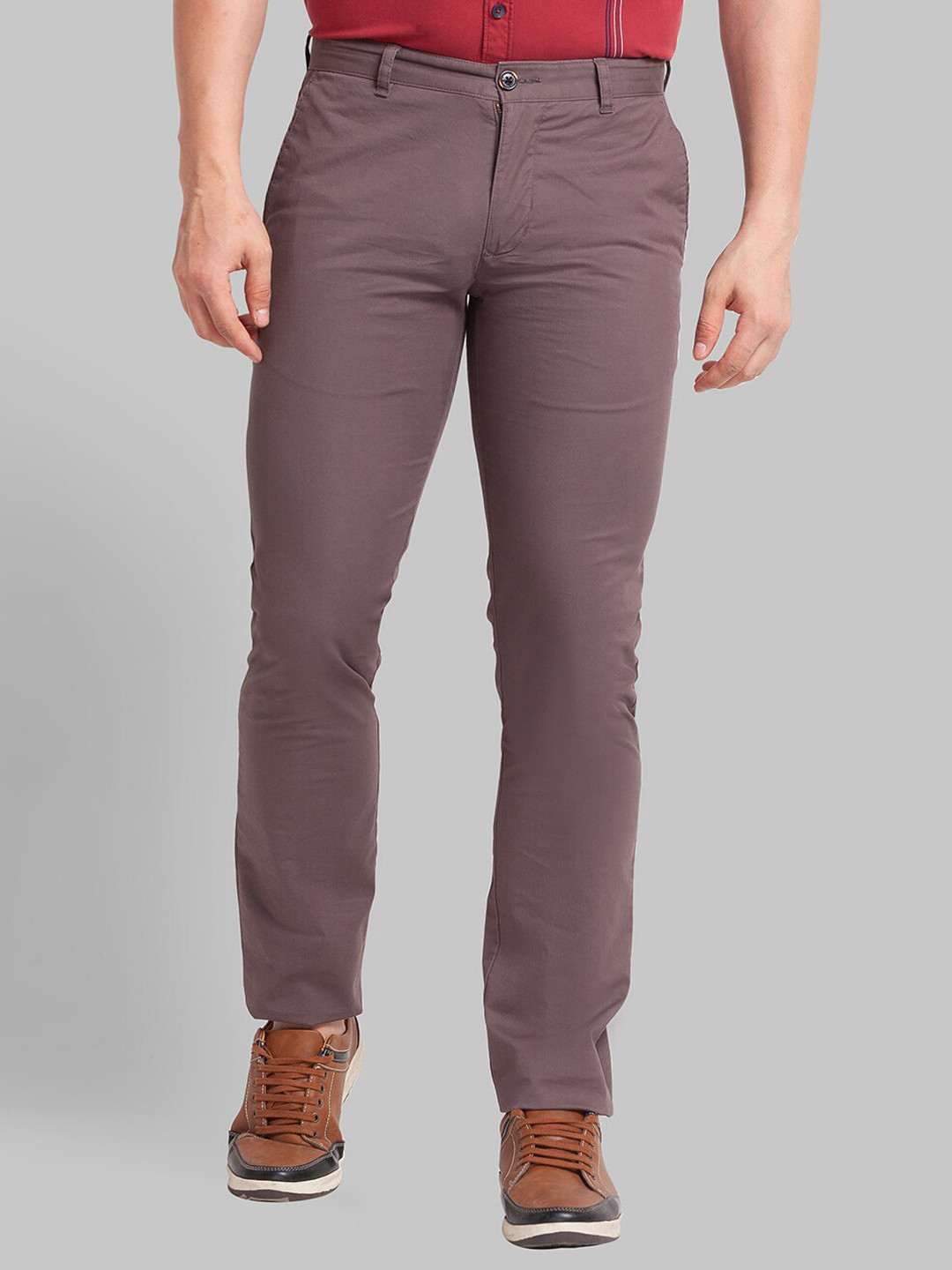 Buy Parx Men Brown Tapered Fit Trousers - Trousers for Men 20237608 ...
