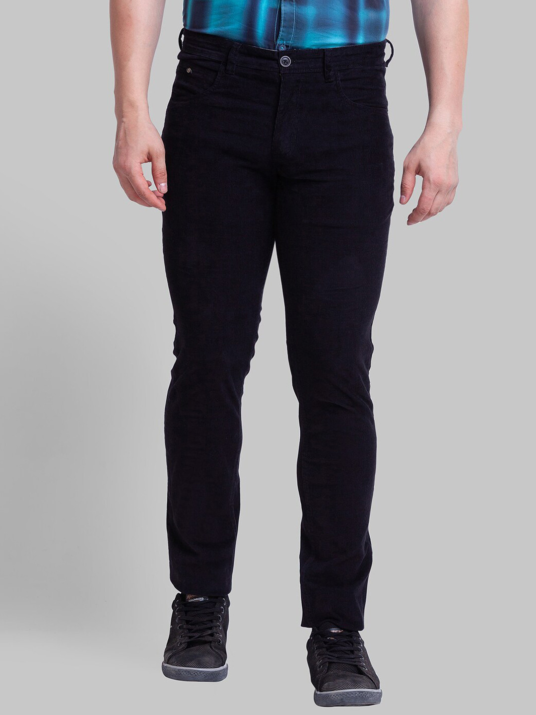 Buy Parx Men Black Tapered Fit Trousers - Trousers for Men 20237612 ...