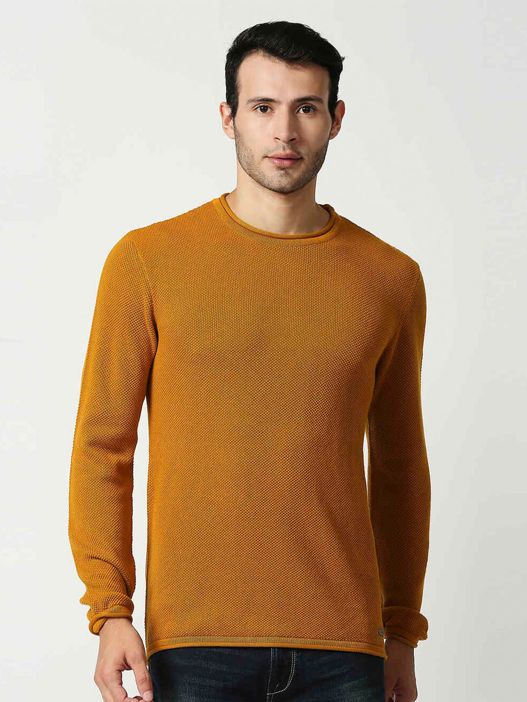 Buy Pepe Jeans Men Yellow Solid Pullover Sweaters for Men 20238558