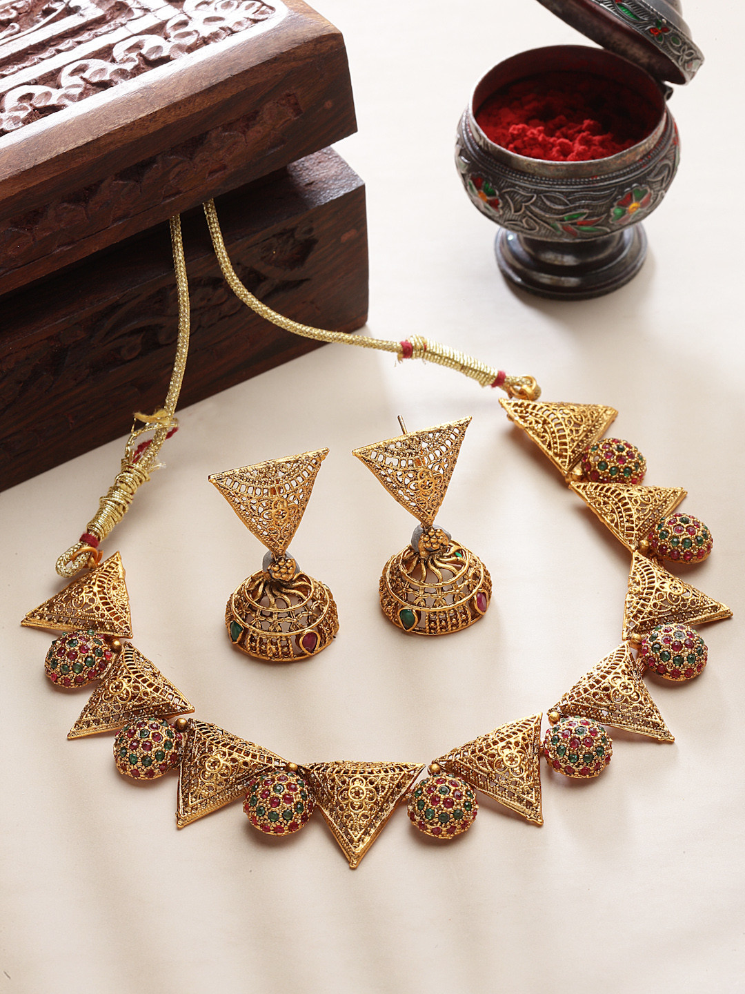 Buy PANASH Gold Plated & Golden Coloured Artificial Beads Studded