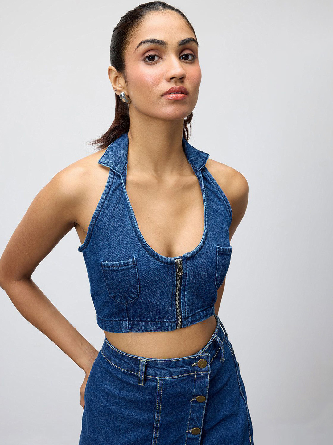 Denim Bralette Short Set main image 0