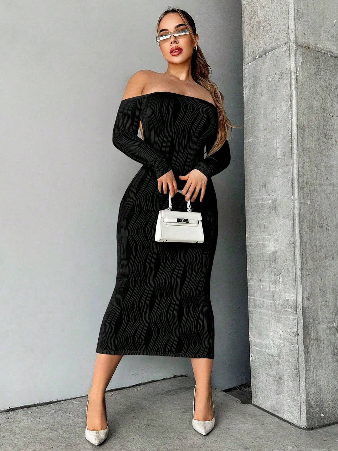 Buy Stylecast X Slyck Off Shoulder Bodycon Midi Dress - Dresses for ...