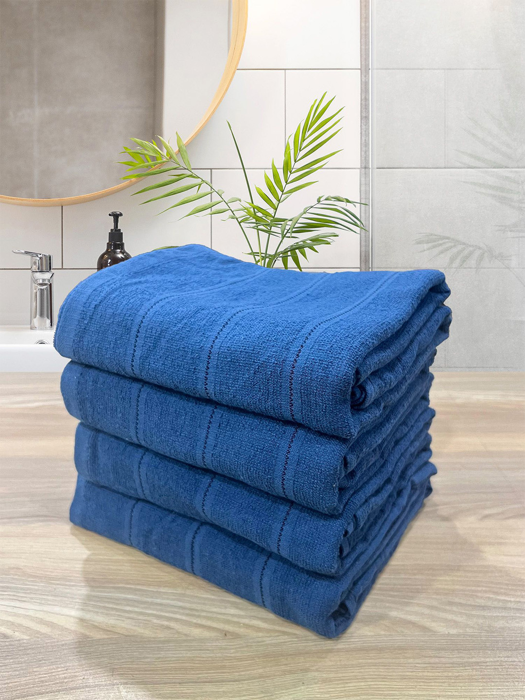 Buy LABHAM Blue 4 Pieces Pure Cotton 300 GSM Bath Towel - Bath Towels ...