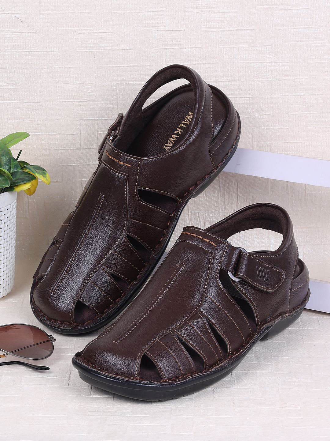 Buy WALKWAY By Metro Men Velcro Synthetic Comfort Sandals Sandals for