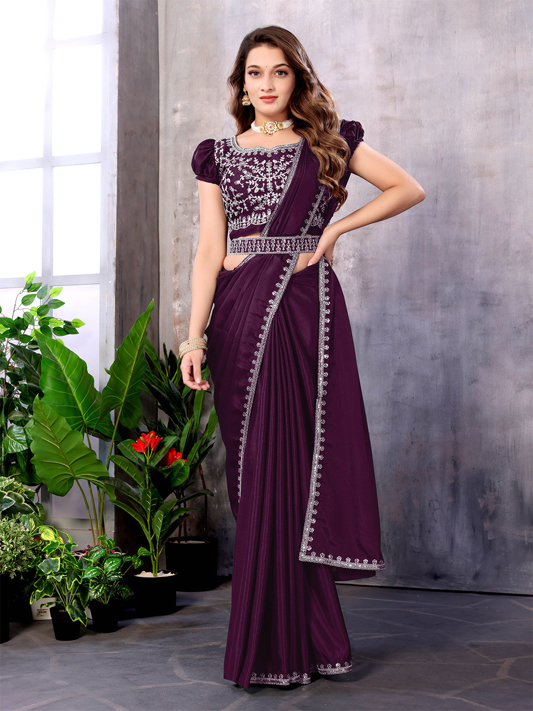 Isha Georgette Mirror Work Multicolor Saree