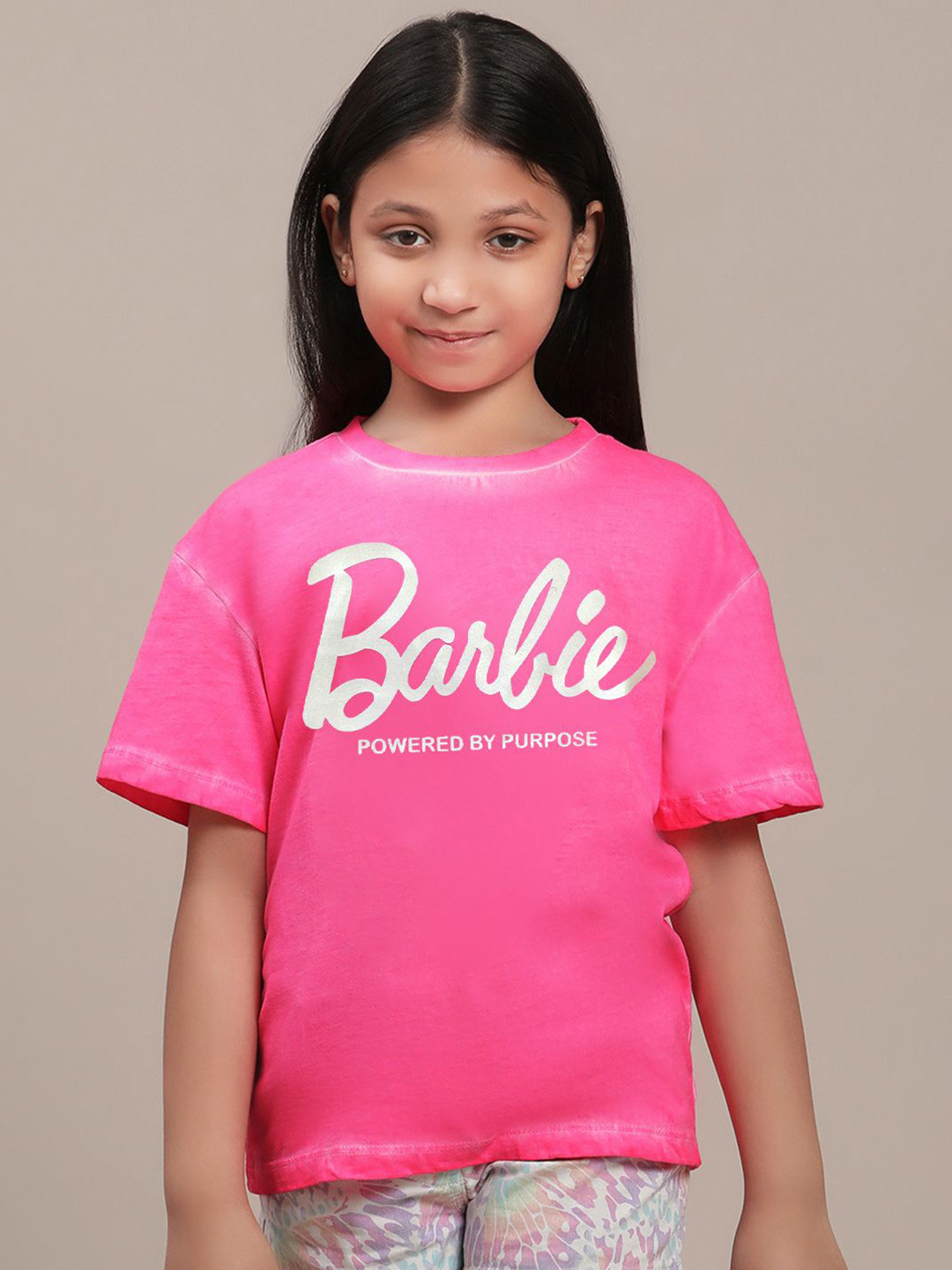 Buy Kids Ville Girls Barbie Printed Round Neck Cotton Oversized T Shirt - Tshirts for Girls ...