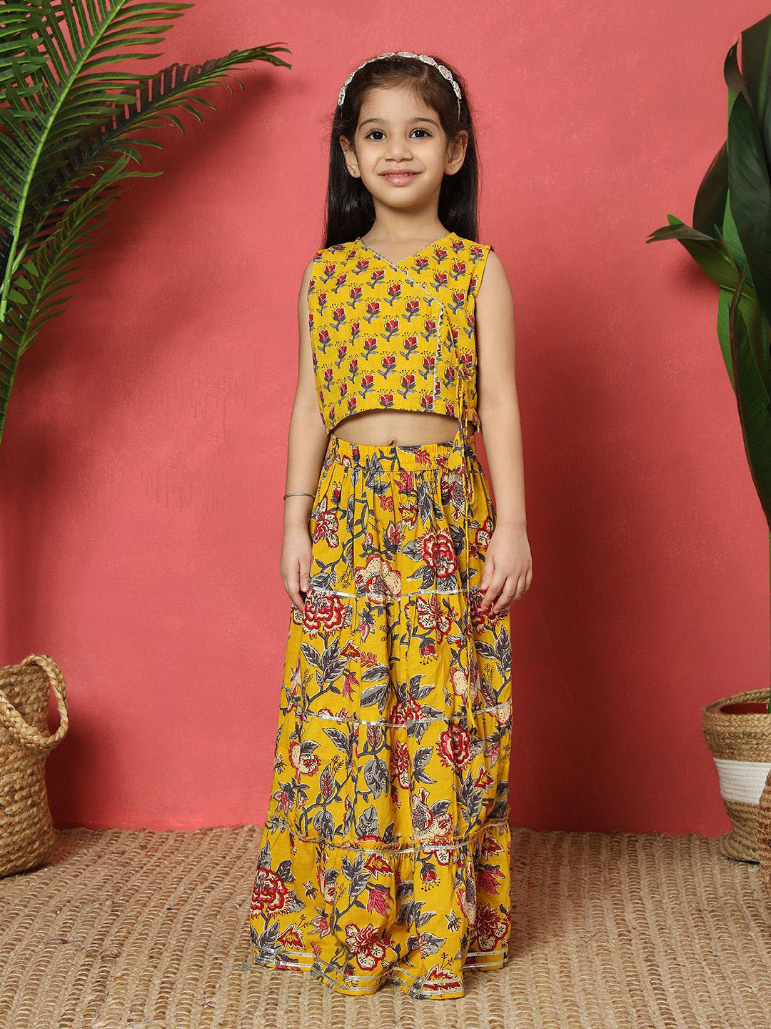 Girl'S Fuchsia Ready To Wear Lehenga With Blouse main image 0