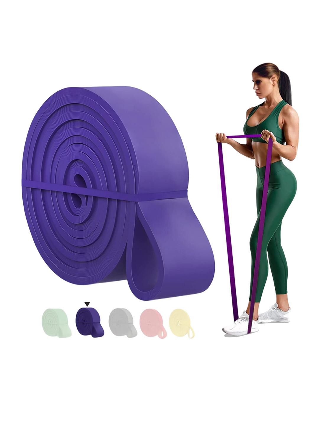 STRAUSS Yoga Resistance Bands – Pack Of 3 Heavy Duty Silicone Bands For Home Workouts, Stretching & Fitness