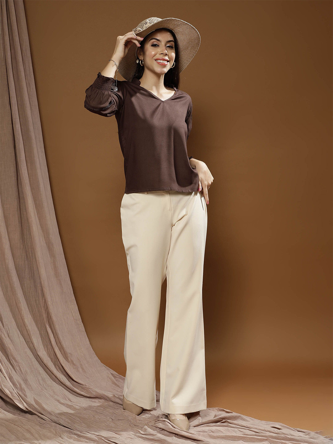 Haut Bohème Femme A.n.a. - Taille S - Manches Ballon Imprimé Floral - Occasion Parfait état