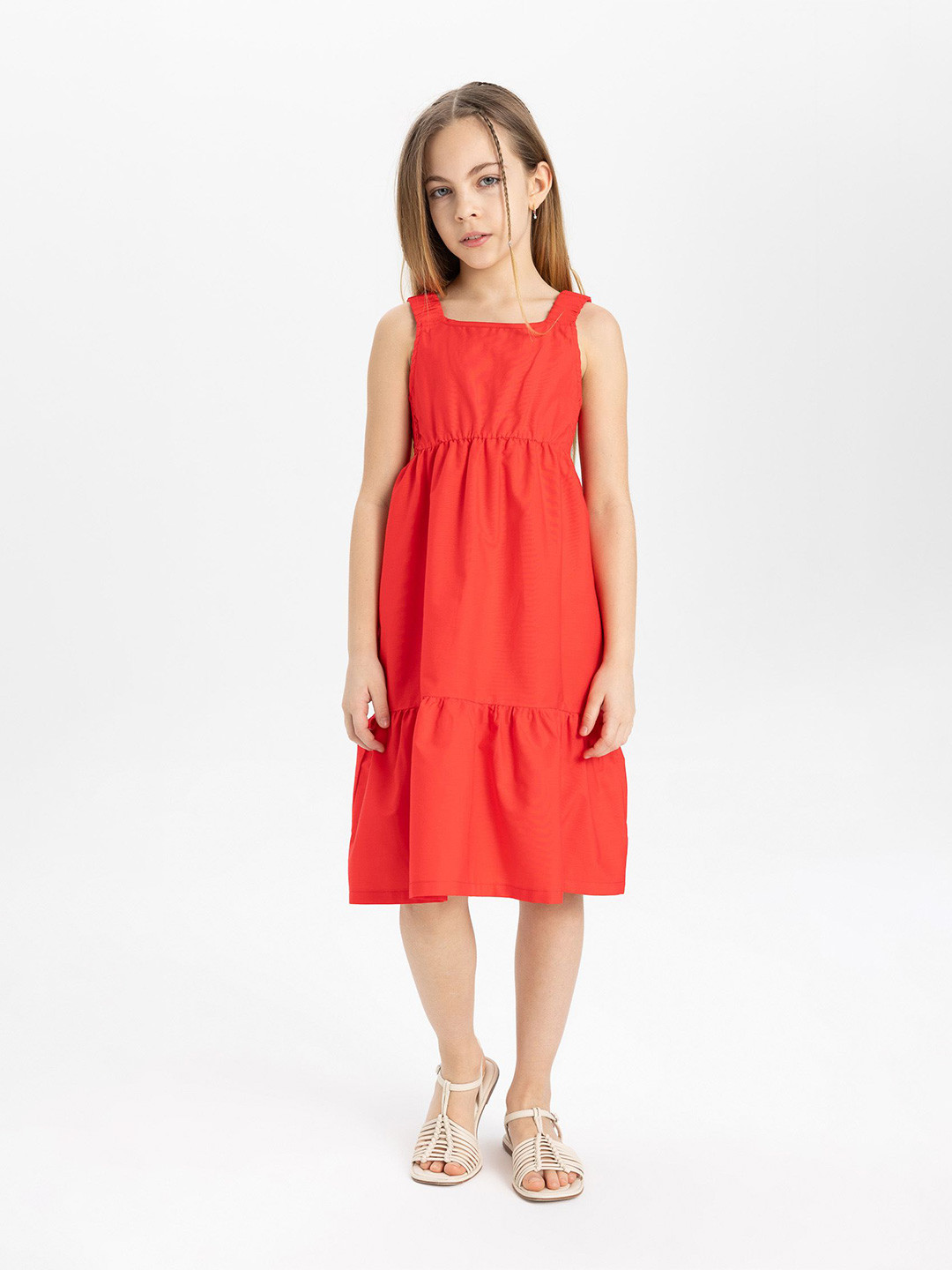 Girls Checked Cotton A-Line Dress