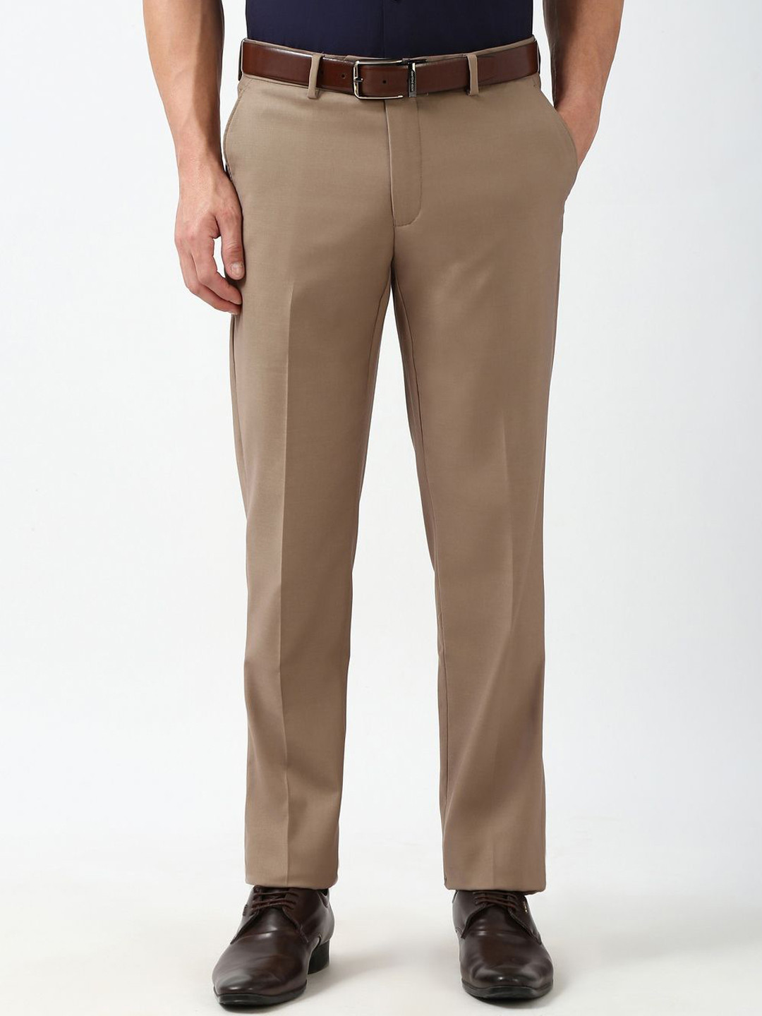 Buy Peter England Elite Men Slim Fit Trousers - Trousers for Men ...